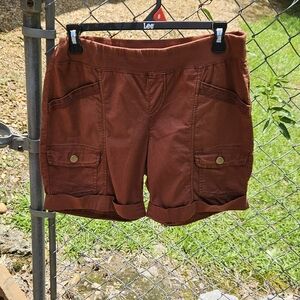 Women's Brown Cargo Shorts Relaxed Fit Cotton Size Small
